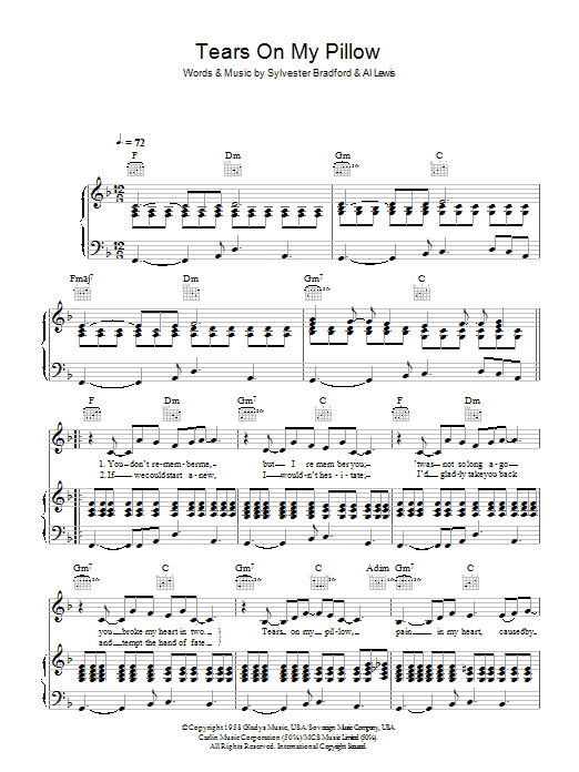 Learn to play Kylie Minogue Tears On My Pillow sheet music for Piano, Vocal & Guitar in minutes. Kylie Minogue Tears On My Pillow sheet music preview music notes and score for Piano, Vocal & Guitar including 3 page(s)
