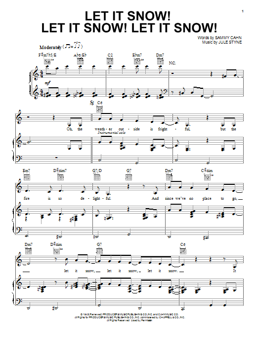 Lady Antebellum Let It Snow! Let It Snow! Let It Snow! sheet music, chords, lyrics - Printable PDF for Piano, Vocal & Guitar (Right-Hand Melody)