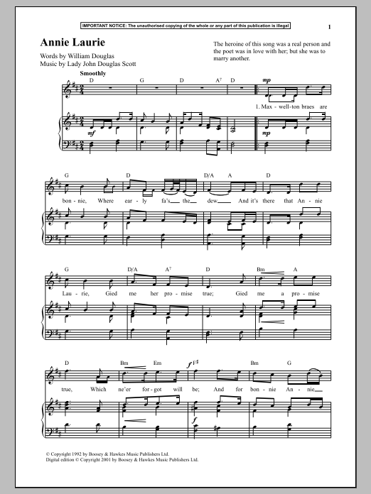 Learn to play William Douglas Annie Laurie sheet music for Piano in minutes. William Douglas Annie Laurie sheet music notes and chords