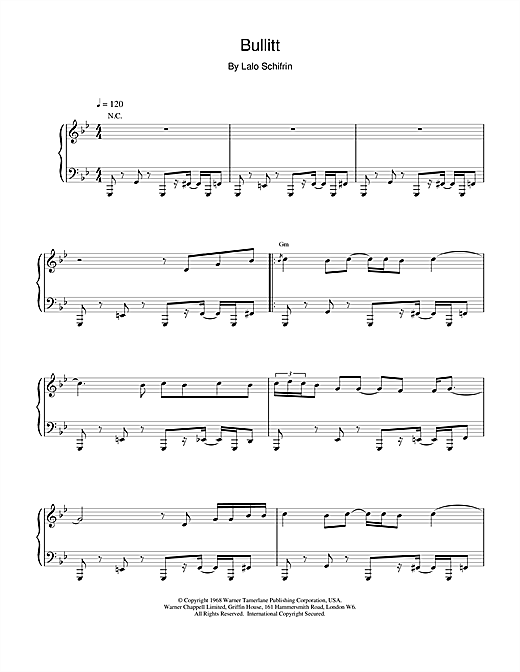 Learn to play Lalo Schifrin Bullitt sheet music for Piano in minutes. Lalo Schifrin Bullitt sheet music notes and chords