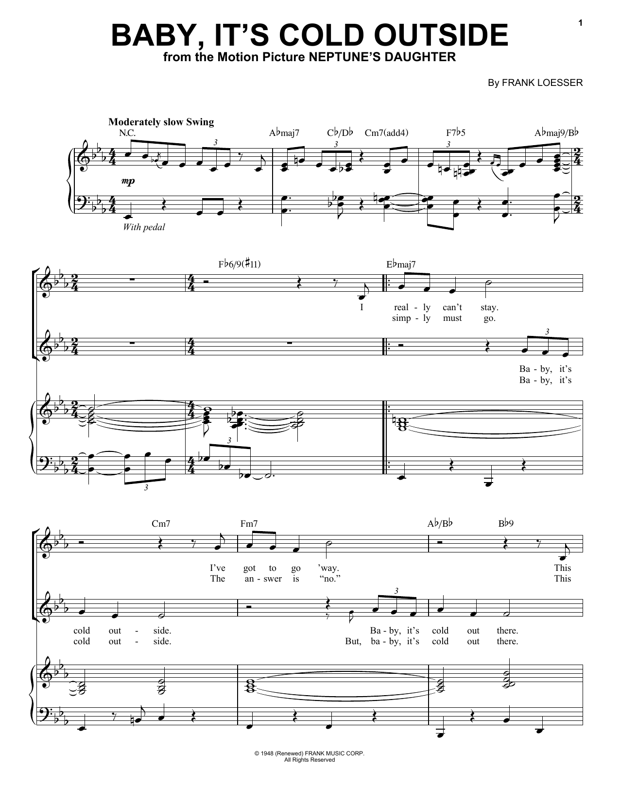 Landau Eugene Murphy, Jr. Baby, It's Cold Outside sheet music, chords, lyrics - Printable PDF for Piano, Vocal & Guitar (Right-Hand Melody)