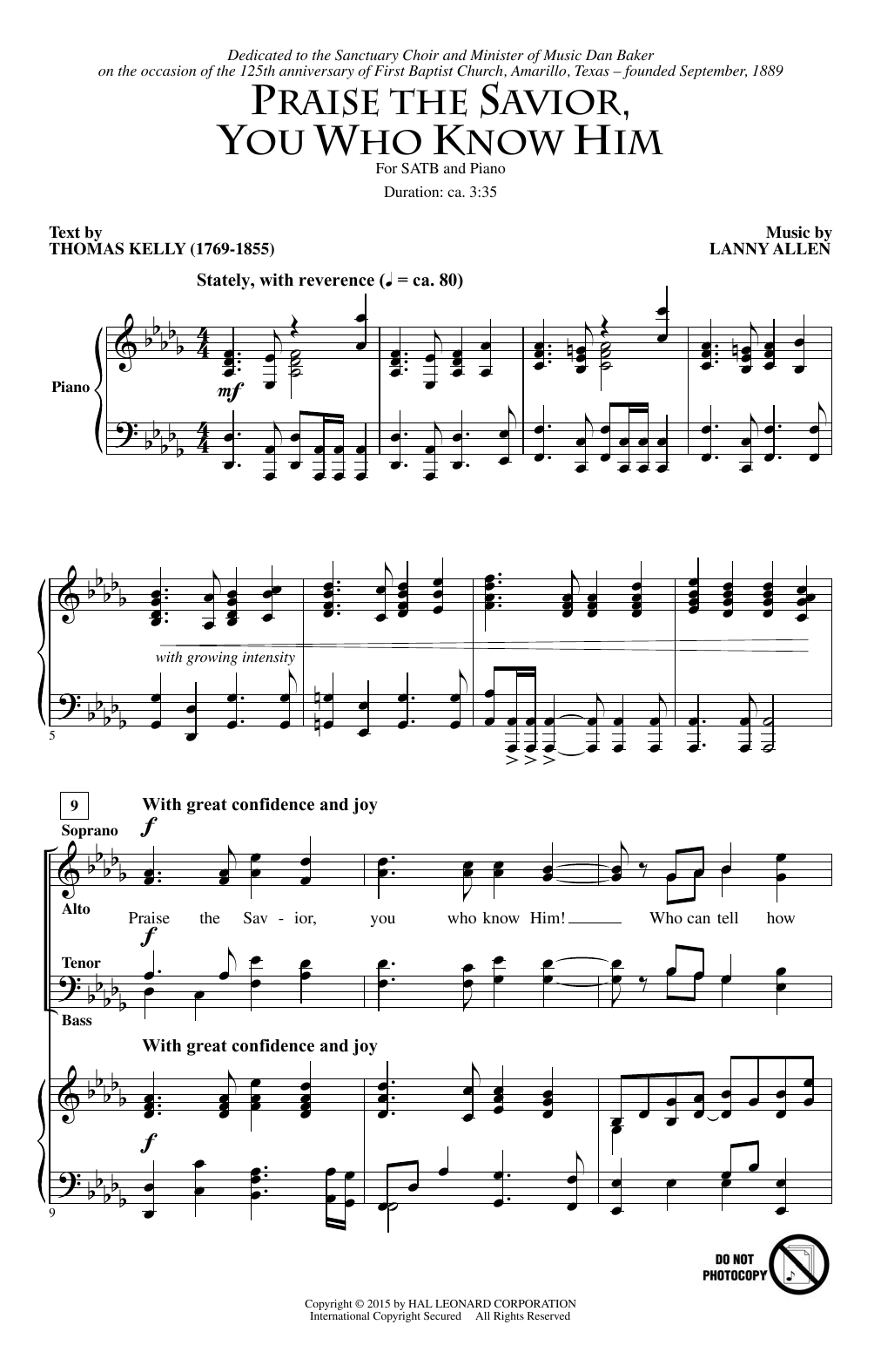Lanny Allen Praise The Savior, You Who Know Him sheet music, chords, lyrics - Printable PDF for SATB