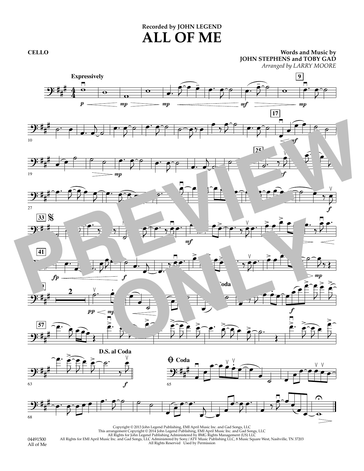 Learn to play Larry Moore All of Me - Cello sheet music for String Quartet in minutes. Larry Moore All of Me - Cello sheet music preview music notes and score for String Quartet including 2 page(s)