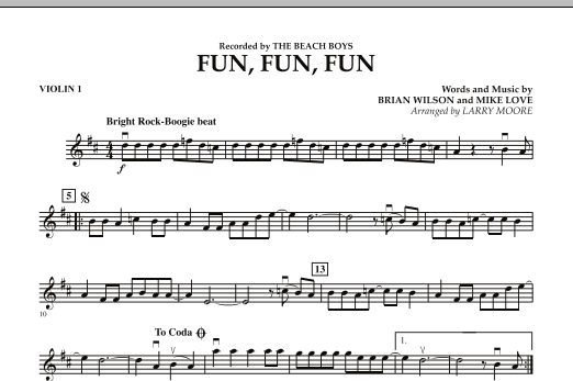 Learn to play Larry Moore Fun, Fun, Fun - Violin 1 sheet music for Orchestra in minutes. Larry Moore Fun, Fun, Fun - Violin 1 sheet music preview music notes and score for Orchestra including 1 page(s)