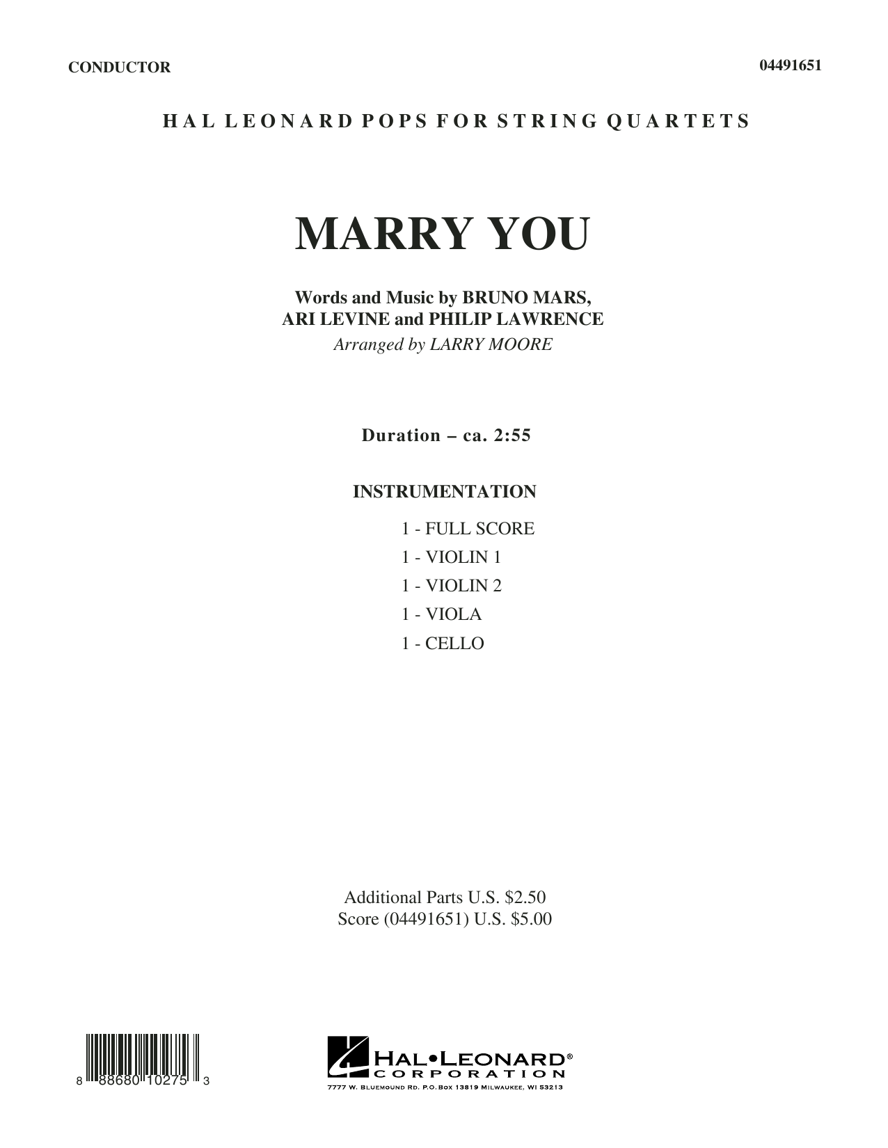 Learn to play Larry Moore Marry You - Conductor Score (Full Score) sheet music for String Quartet in minutes. Larry Moore Marry You - Conductor Score (Full Score) sheet music preview music notes and score for String Quartet including 7 page(s)