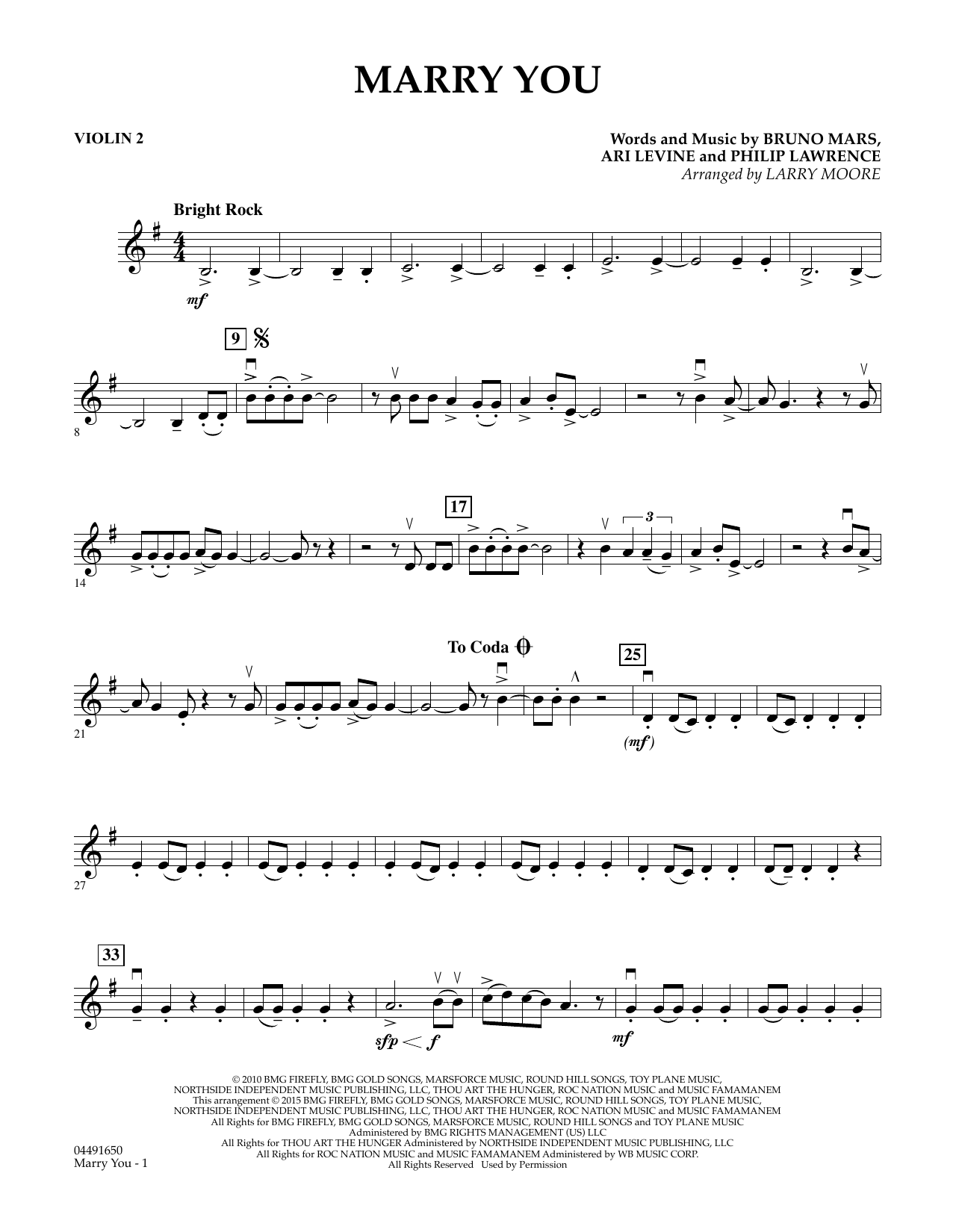 Learn to play Larry Moore Marry You - Violin 2 sheet music for String Quartet in minutes. Larry Moore Marry You - Violin 2 sheet music preview music notes and score for String Quartet including 2 page(s)