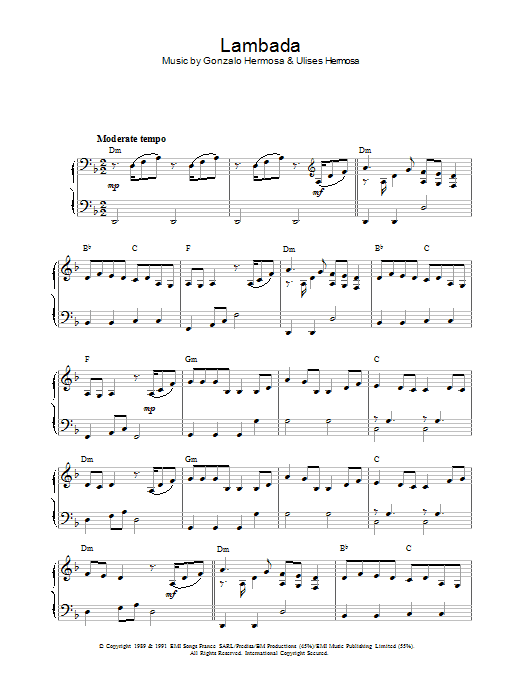 Learn to play Latin-American Standard Lambada sheet music for Piano in minutes. Latin-American Standard Lambada sheet music preview music notes and score for Piano including 3 page(s)