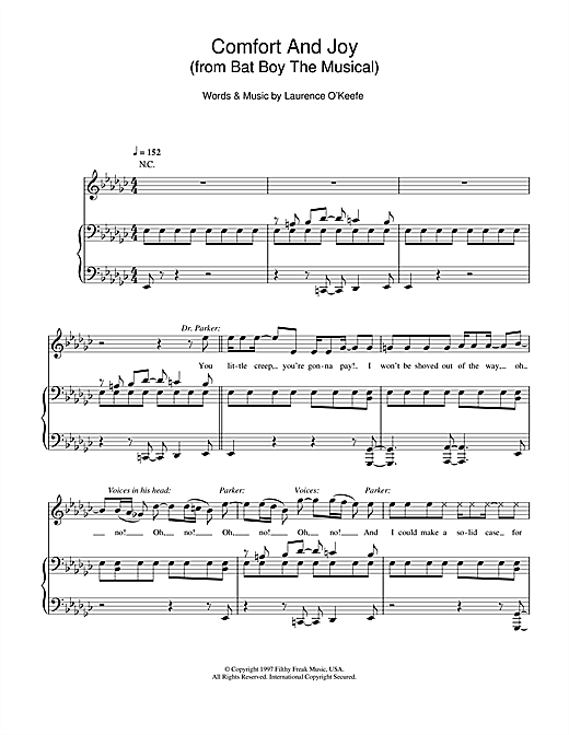 Learn to play Laurence O'Keefe Comfort And Joy (from Bat Boy The Musical) sheet music for Piano, Vocal & Guitar in minutes. Laurence O'Keefe Comfort And Joy (from Bat Boy The Musical) sheet music notes and chords