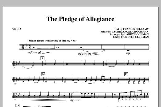 Learn to play Laurie Angela Hochman The Pledge of Allegiance - Viola sheet music for Choir Instrumental Pak in minutes. Laurie Angela Hochman The Pledge of Allegiance - Viola sheet music notes and chords