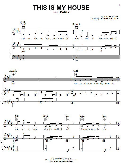 Learn to play Lee Adams This Is My House sheet music for Piano, Vocal & Guitar (Right-Hand Melody) in minutes. Lee Adams This Is My House sheet music notes and chords