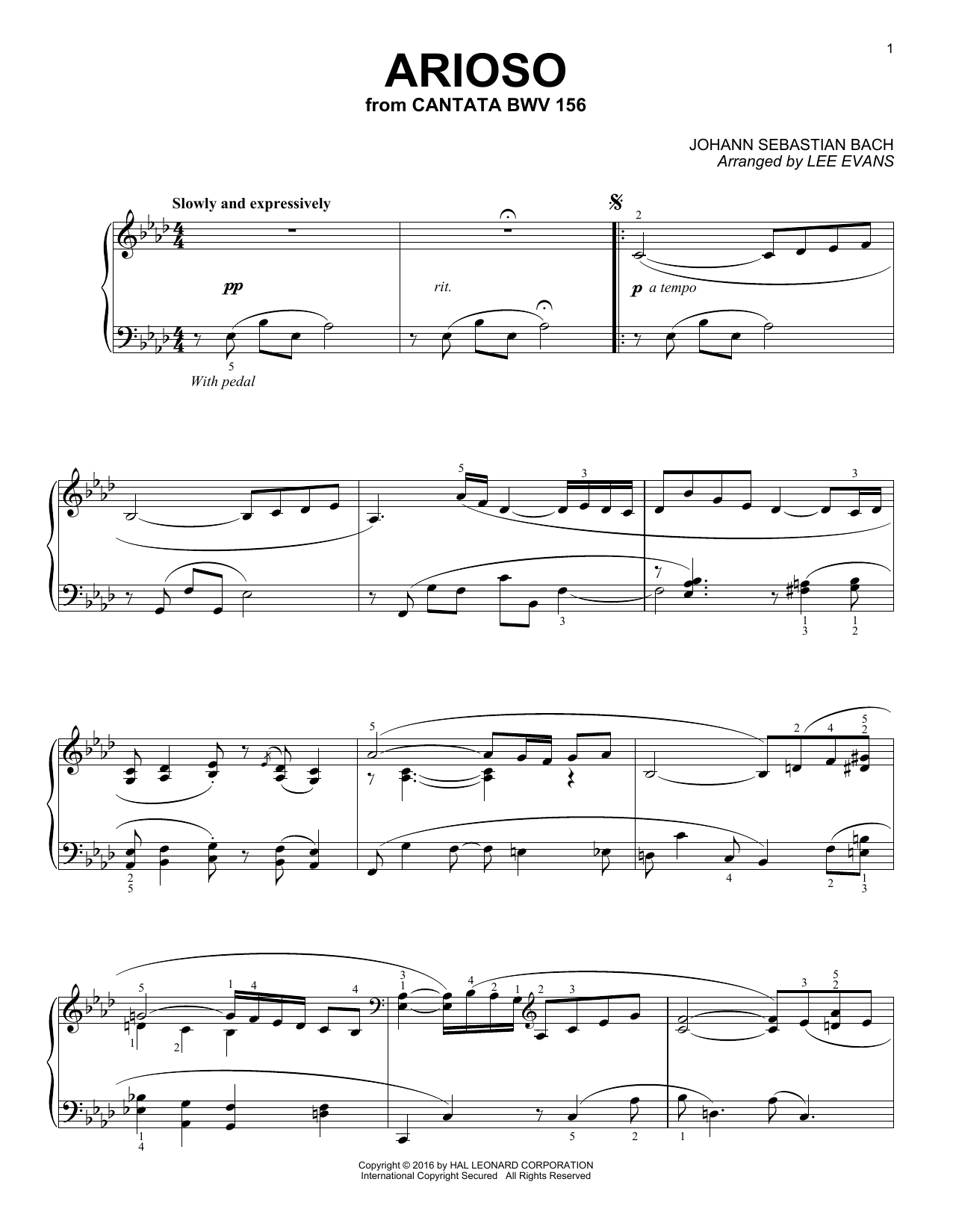 Learn to play Lee Evans Arioso sheet music for Piano in minutes. Lee Evans Arioso sheet music notes and chords