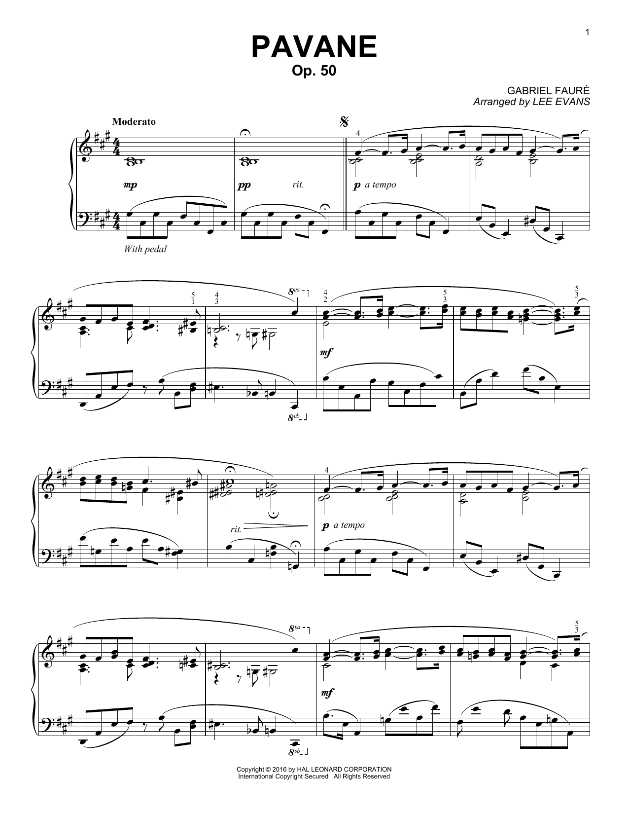 Learn to play Lee Evans Pavane, Op. 50 sheet music for Piano in minutes. Lee Evans Pavane, Op. 50 sheet music notes and chords