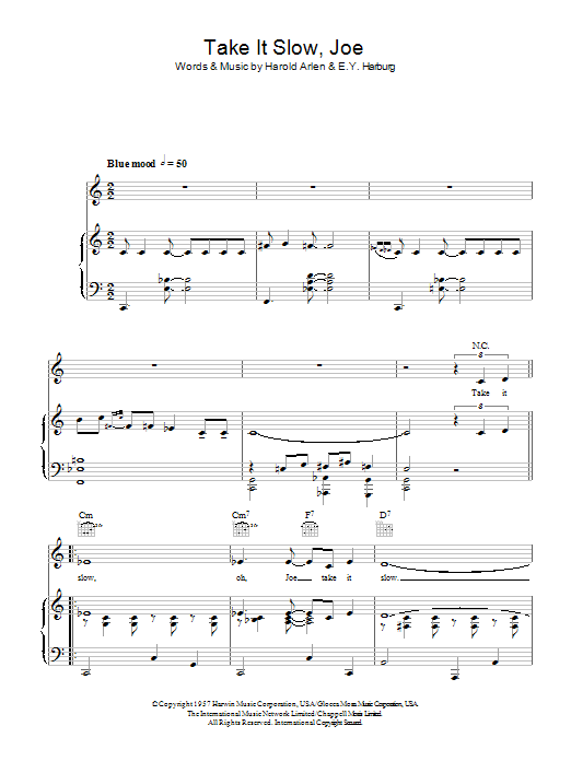 Lena Horne Take It Slow, Joe sheet music, chords, lyrics - Printable PDF for Piano, Vocal & Guitar (Right-Hand Melody)