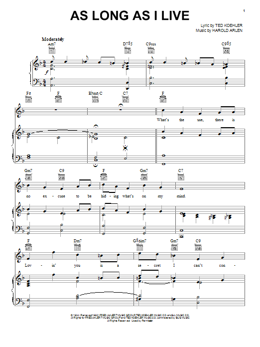 Learn to play Lena Horne As Long As I Live sheet music for Easy Piano in minutes. Lena Horne As Long As I Live sheet music notes and chords