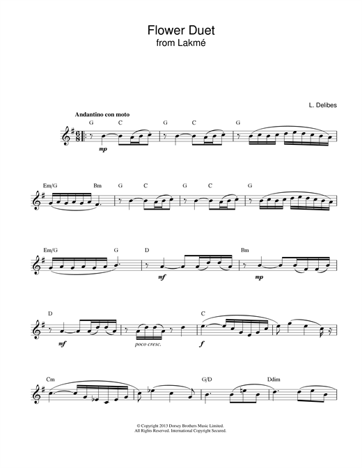 Learn to play Leo Delibes Flower Duet (from Lakme) sheet music for Piano in minutes. Leo Delibes Flower Duet (from Lakme) sheet music notes and chords