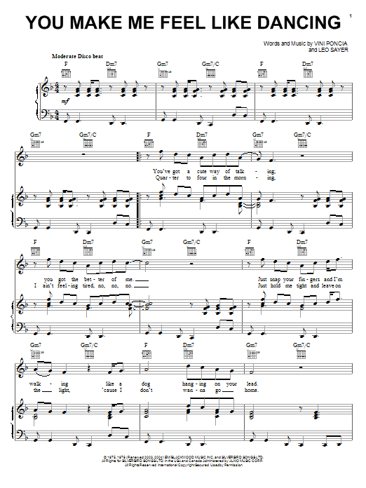 Learn to play Leo Sayer You Make Me Feel Like Dancing sheet music for Piano, Vocal & Guitar (Right-Hand Melody) in minutes. Leo Sayer You Make Me Feel Like Dancing sheet music notes and chords