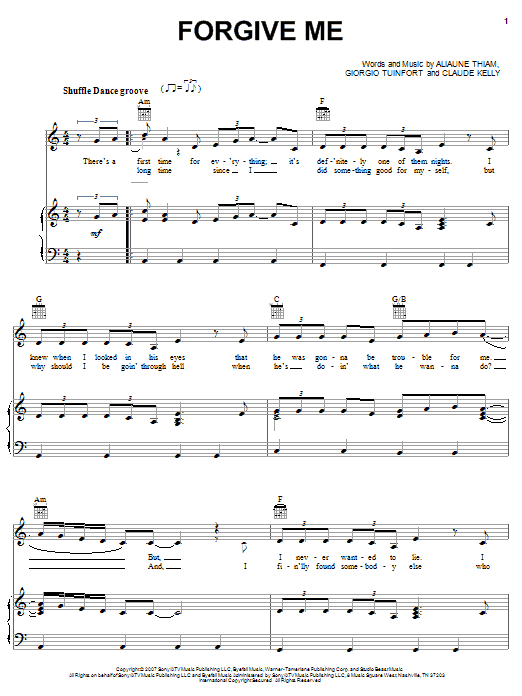 Learn to play Leona Lewis Forgive Me sheet music for Piano, Vocal & Guitar (Right-Hand Melody) in minutes. Leona Lewis Forgive Me sheet music preview music notes and score for Piano, Vocal & Guitar (Right-Hand Melody) including 6 page(s)