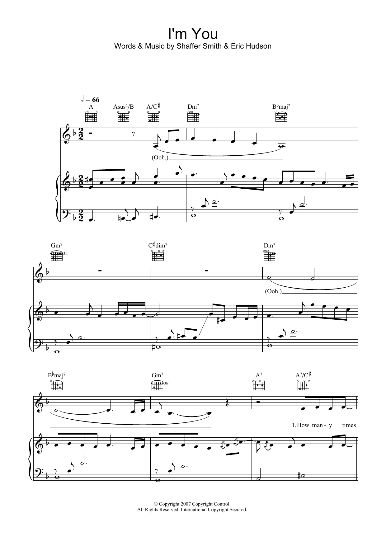 Learn to play Leona Lewis I'm You sheet music for Piano, Vocal & Guitar (Right-Hand Melody) in minutes. Leona Lewis I'm You sheet music preview music notes and score for Piano, Vocal & Guitar (Right-Hand Melody) including 9 page(s)