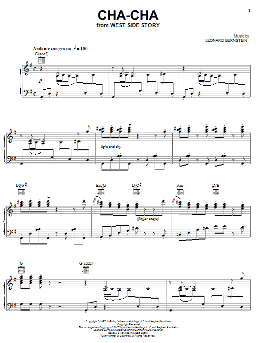 Learn to play Leonard Bernstein Cha-Cha From The Dance At The Gym sheet music for Piano in minutes. Leonard Bernstein Cha-Cha From The Dance At The Gym sheet music notes and chords