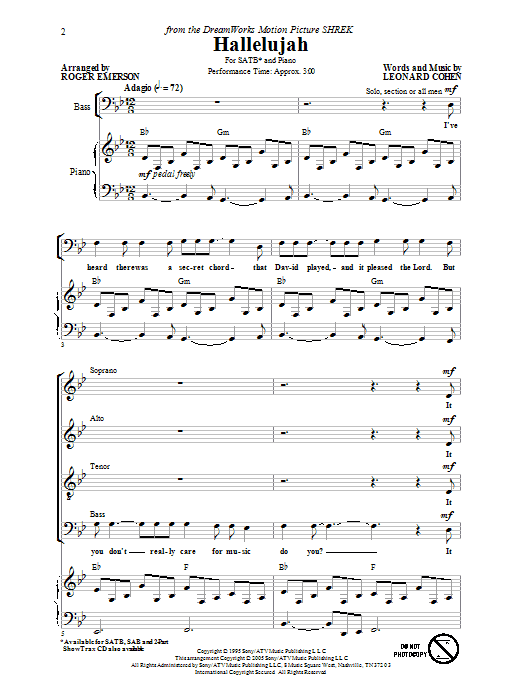 Learn to play Rufus Wainwright Hallelujah (arr. Roger Emerson) sheet music for SATB in minutes. Rufus Wainwright Hallelujah (arr. Roger Emerson) sheet music preview music notes and score for SATB including 10 page(s)