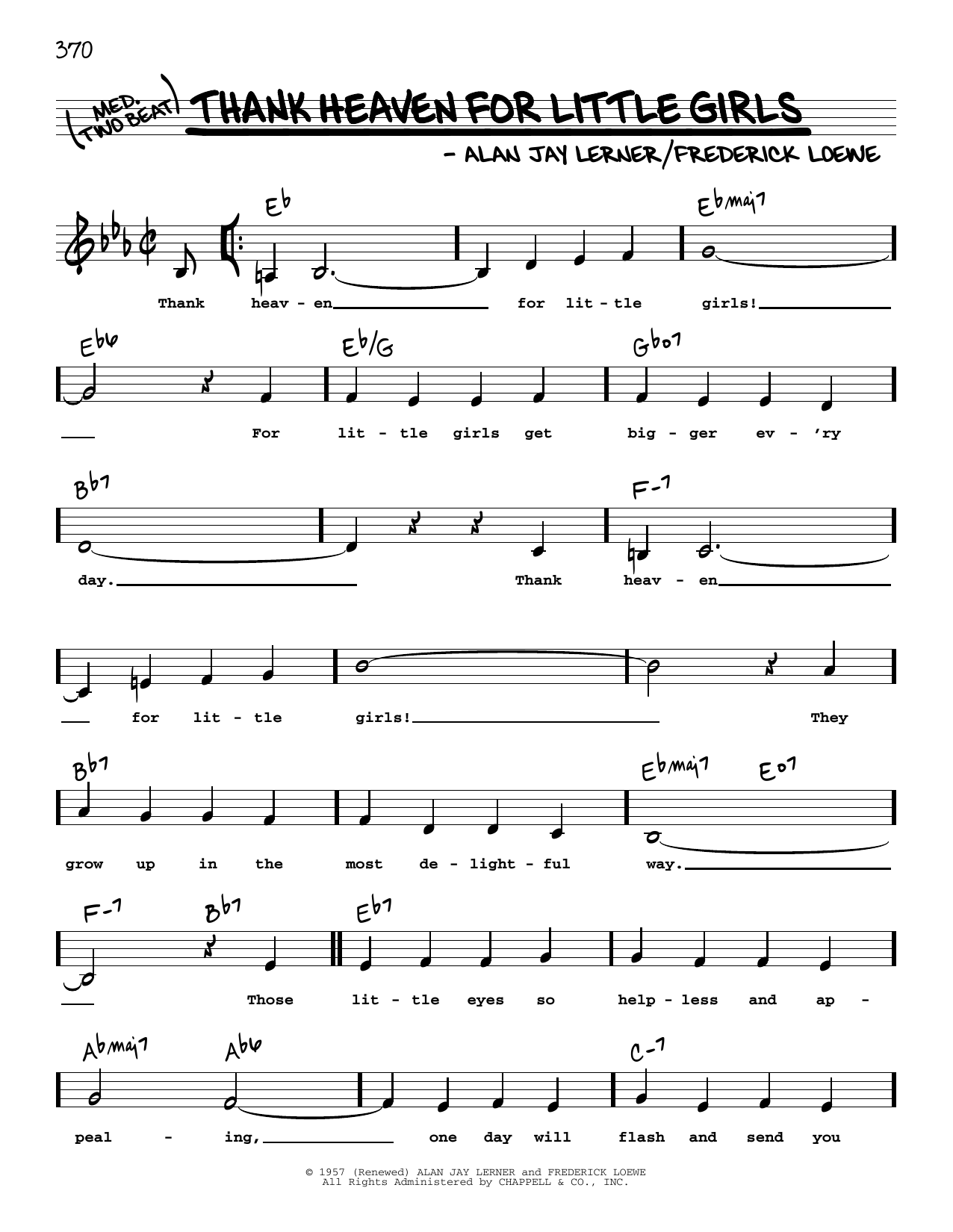Lerner & Loewe Thank Heaven For Little Girls (Low Voice) sheet music, chords, lyrics - Printable PDF for Real Book – Melody, Lyrics & Chords