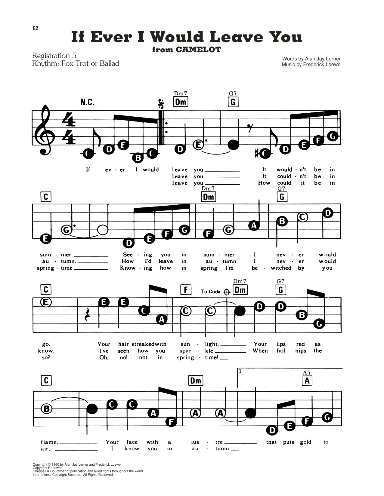 Lerner & Loewe If Ever I Would Leave You (from Camelot) sheet music preview music notes and score for E-Z Play Today including 2 page(s)