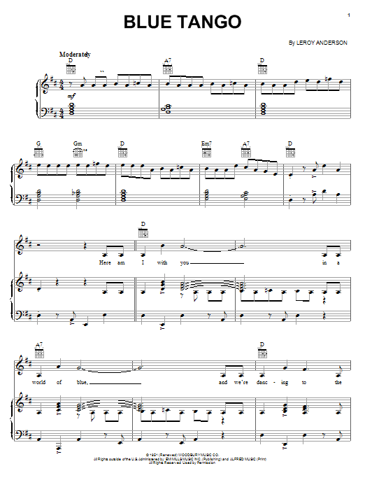 Learn to play Bill Black's Combo Blue Tango sheet music for Piano, Vocal & Guitar (Right-Hand Melody) in minutes. Bill Black's Combo Blue Tango sheet music notes and chords