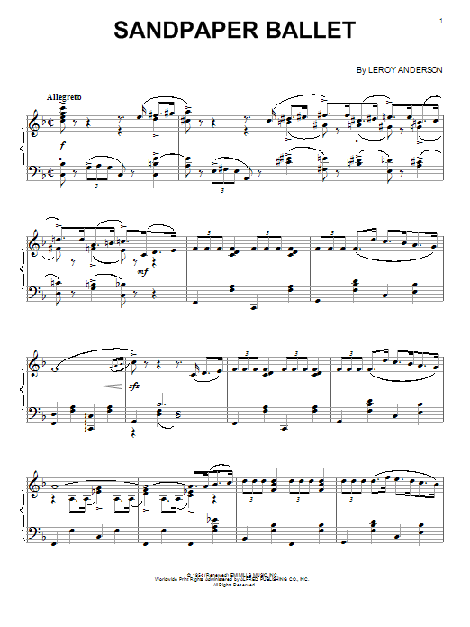 Learn to play Leroy Anderson Sandpaper Ballet sheet music for Piano in minutes. Leroy Anderson Sandpaper Ballet sheet music notes and chords