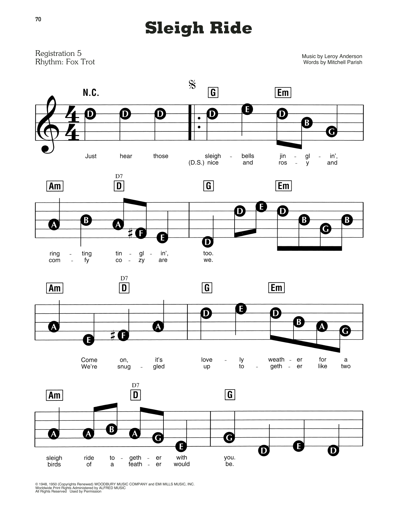 Learn to play Leroy Anderson Sleigh Ride sheet music for E-Z Play Today in minutes. Leroy Anderson Sleigh Ride sheet music preview music notes and score for E-Z Play Today including 4 page(s)