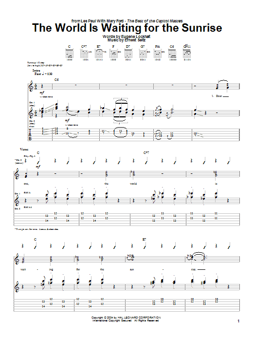 Les Paul The World Is Waiting For The Sunrise sheet music, chords, lyrics - Printable PDF for Guitar Tab