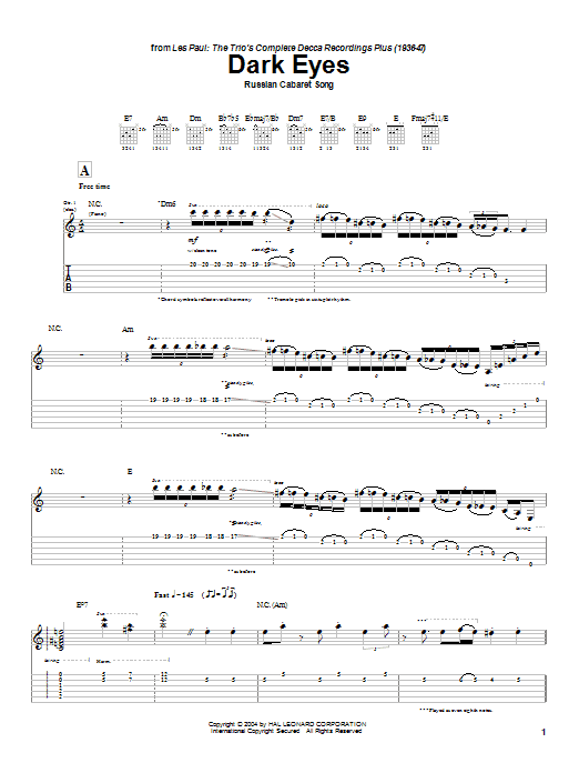 Learn to play Les Paul Dark Eyes sheet music for Guitar Tab in minutes. Les Paul Dark Eyes sheet music preview music notes and score for Guitar Tab including 9 page(s)