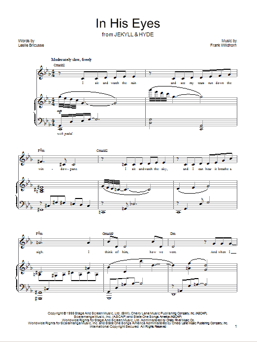 Learn to play Leslie Bricusse In His Eyes sheet music for Piano & Vocal in minutes. Leslie Bricusse In His Eyes sheet music preview music notes and score for Piano & Vocal including 6 page(s)