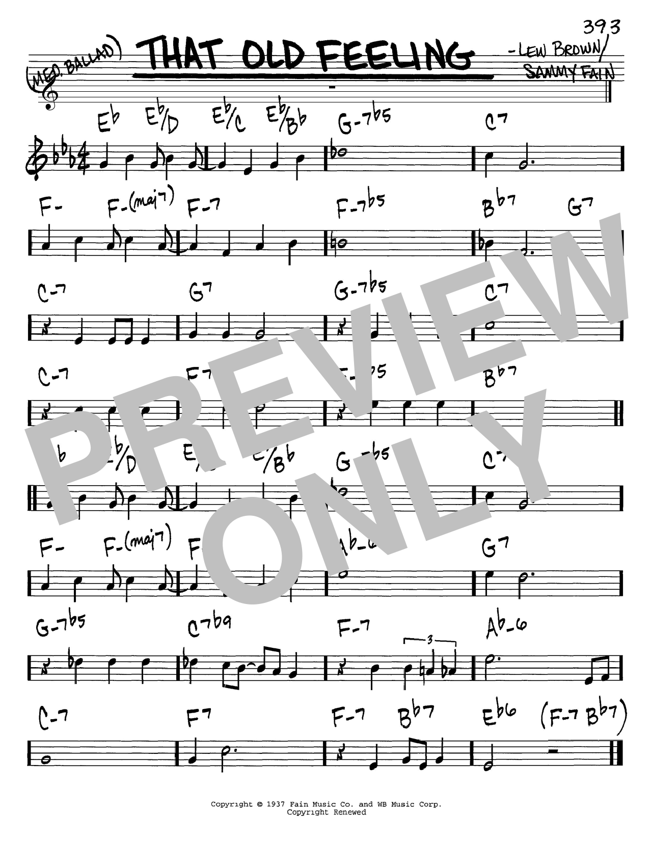 Lew Brown That Old Feeling sheet music preview music notes and score for Guitar Tab including 2 page(s)
