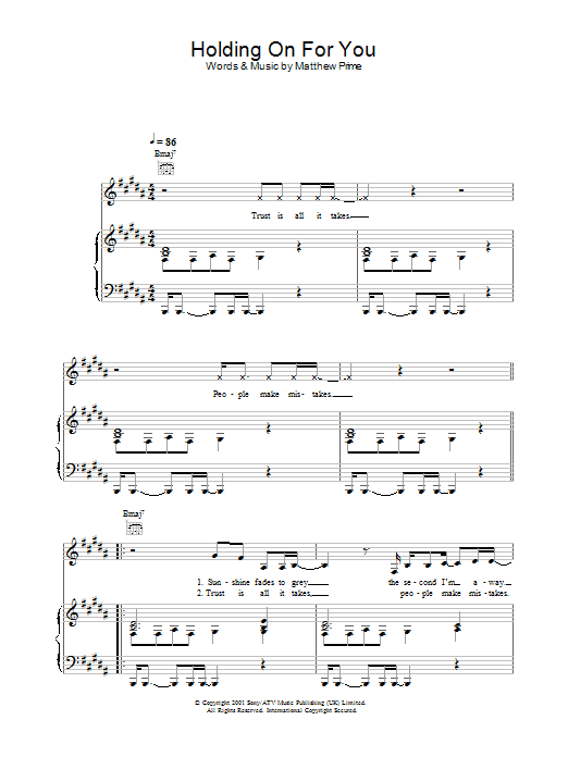 Learn to play Liberty X Holding On For You sheet music for Piano, Vocal & Guitar in minutes. Liberty X Holding On For You sheet music preview music notes and score for Piano, Vocal & Guitar including 6 page(s)