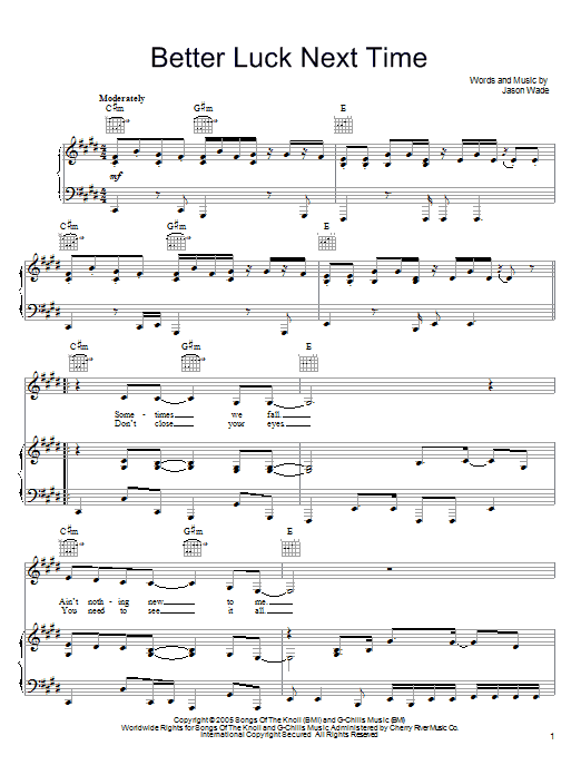 Learn to play Lifehouse Better Luck Next Time sheet music for Piano, Vocal & Guitar (Right-Hand Melody) in minutes. Lifehouse Better Luck Next Time sheet music preview music notes and score for Piano, Vocal & Guitar (Right-Hand Melody) including 5 page(s)