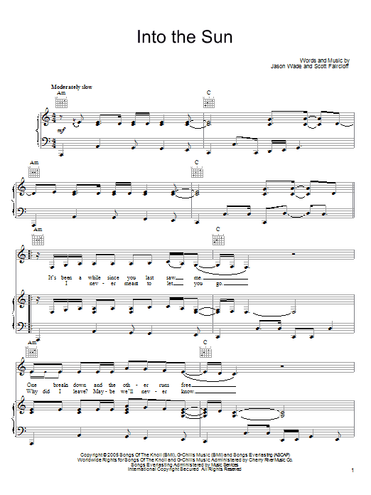Learn to play Lifehouse Into The Sun sheet music for Piano, Vocal & Guitar (Right-Hand Melody) in minutes. Lifehouse Into The Sun sheet music preview music notes and score for Piano, Vocal & Guitar (Right-Hand Melody) including 5 page(s)