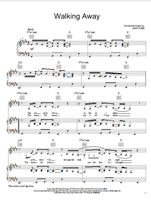 Learn to play Lifehouse Walking Away sheet music for Piano, Vocal & Guitar (Right-Hand Melody) in minutes. Lifehouse Walking Away sheet music preview music notes and score for Piano, Vocal & Guitar (Right-Hand Melody) including 5 page(s)