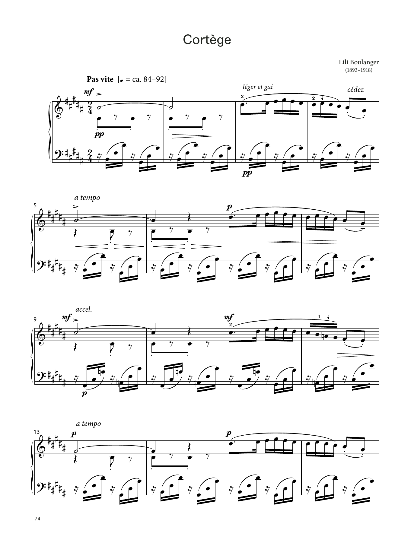 Lili Boulanger Cortège (LCME Piano 2018 Grade 8 List B) sheet music, chords, lyrics - Printable PDF for Piano Solo