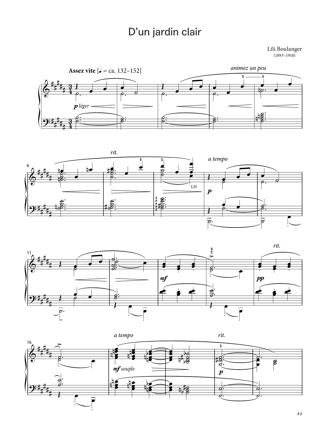 Lili Boulanger D'un jardin clair (LCME Piano 2018 Grade 7 List B) sheet music, chords, lyrics - Printable PDF for Piano Solo