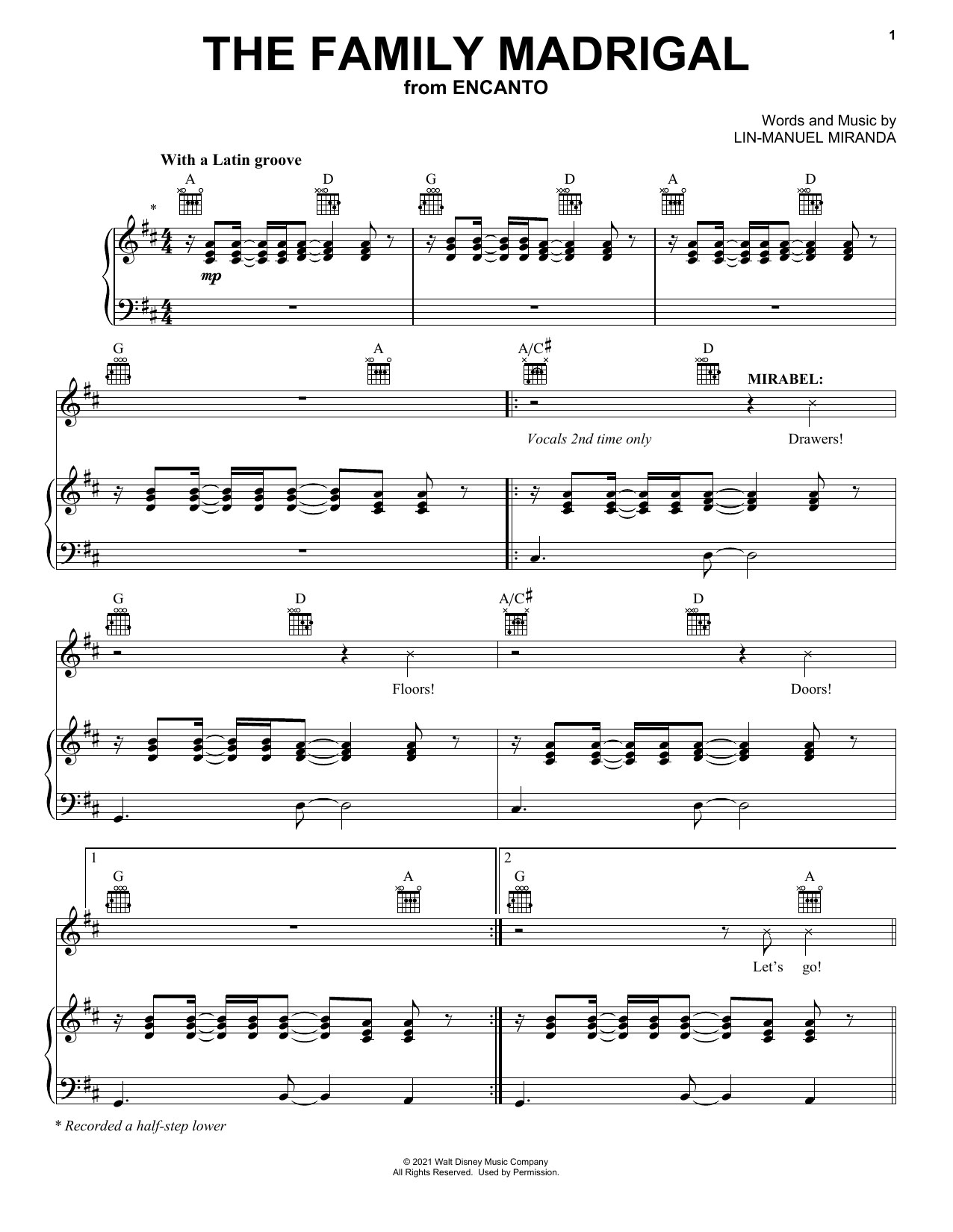 Learn to play Lin-Manuel Miranda The Family Madrigal (from Encanto) sheet music for Piano, Vocal & Guitar Chords (Right-Hand Melody) in minutes. Lin-Manuel Miranda The Family Madrigal (from Encanto) sheet music preview music notes and score for Piano, Vocal & Guitar Chords (Right-Hand Melody) including 15 page(s)