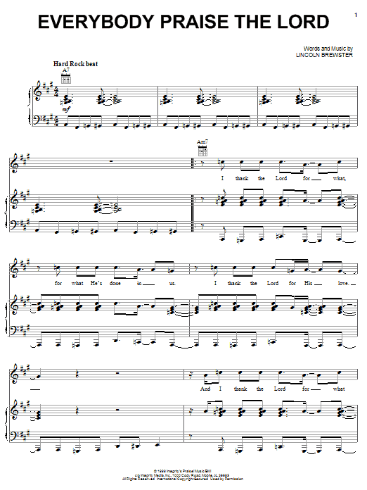 Lincoln Brewster Everybody Praise The Lord Sheet Music Download Printable Pdf Christian Music Score For Piano Vocal Guitar Right Hand Melody 57533