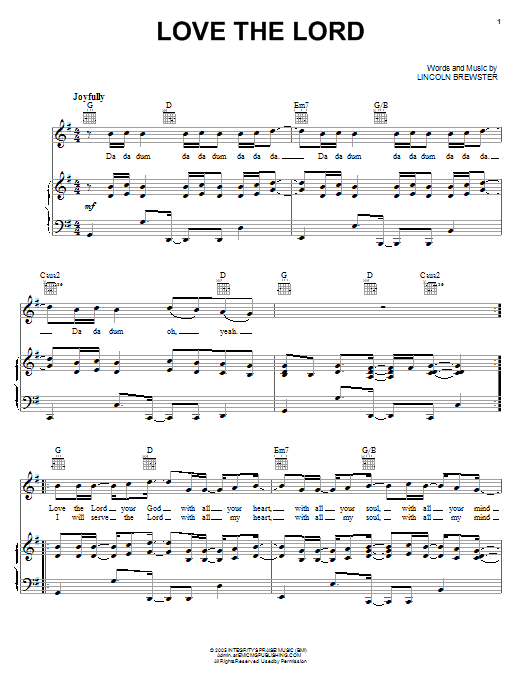 Learn to play Lincoln Brewster Love The Lord sheet music for Ukulele in minutes. Lincoln Brewster Love The Lord sheet music notes and chords