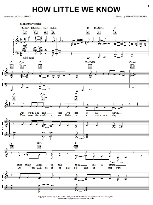 Learn to play Linda Eder How Little We Know sheet music for Piano, Vocal & Guitar (Right-Hand Melody) in minutes. Linda Eder How Little We Know sheet music notes and chords