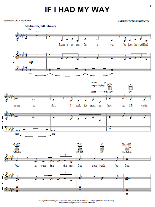 Learn to play Linda Eder If I Had My Way sheet music for Piano, Vocal & Guitar (Right-Hand Melody) in minutes. Linda Eder If I Had My Way sheet music preview music notes and score for Piano, Vocal & Guitar (Right-Hand Melody) including 5 page(s)
