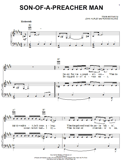 Learn to play Linda Eder Son Of A Preacher Man sheet music for Piano, Vocal & Guitar (Right-Hand Melody) in minutes. Linda Eder Son Of A Preacher Man sheet music notes and chords