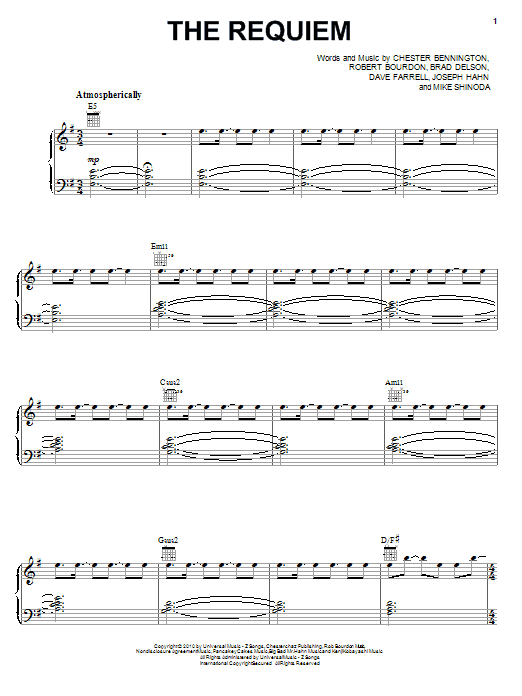 Learn to play Linkin Park The Requiem sheet music for Piano, Vocal & Guitar (Right-Hand Melody) in minutes. Linkin Park The Requiem sheet music preview music notes and score for Piano, Vocal & Guitar (Right-Hand Melody) including 4 page(s)