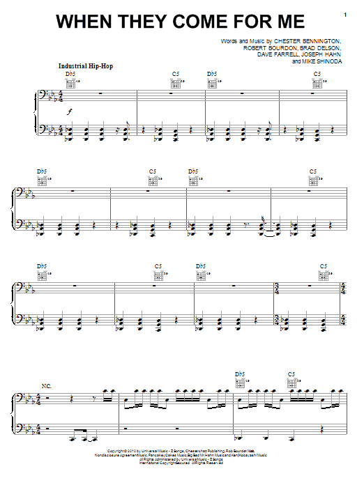 Learn to play Linkin Park When They Come For Me sheet music for Piano, Vocal & Guitar (Right-Hand Melody) in minutes. Linkin Park When They Come For Me sheet music preview music notes and score for Piano, Vocal & Guitar (Right-Hand Melody) including 10 page(s)