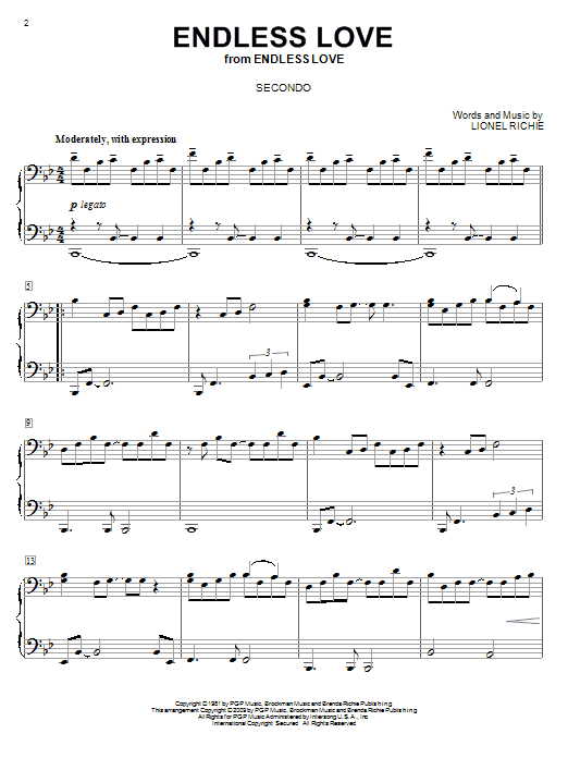 Learn to play Lionel Richie & Diana Ross Endless Love sheet music for Piano, Vocal & Guitar (Right-Hand Melody) in minutes. Lionel Richie & Diana Ross Endless Love sheet music preview music notes and score for Piano, Vocal & Guitar (Right-Hand Melody) including 7 page(s)