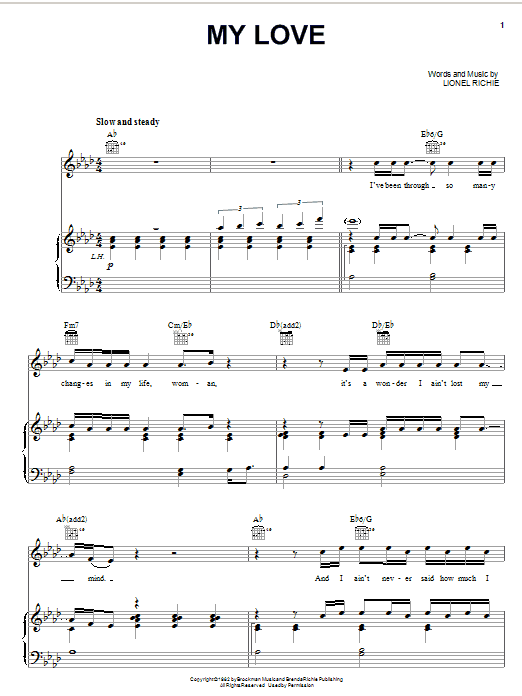 Learn to play Lionel Richie My Love sheet music for Lyrics & Chords in minutes. Lionel Richie My Love sheet music notes and chords