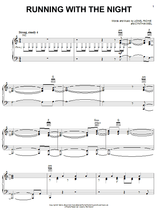Learn to play Lionel Richie Running With The Night sheet music for Piano, Vocal & Guitar (Right-Hand Melody) in minutes. Lionel Richie Running With The Night sheet music notes and chords